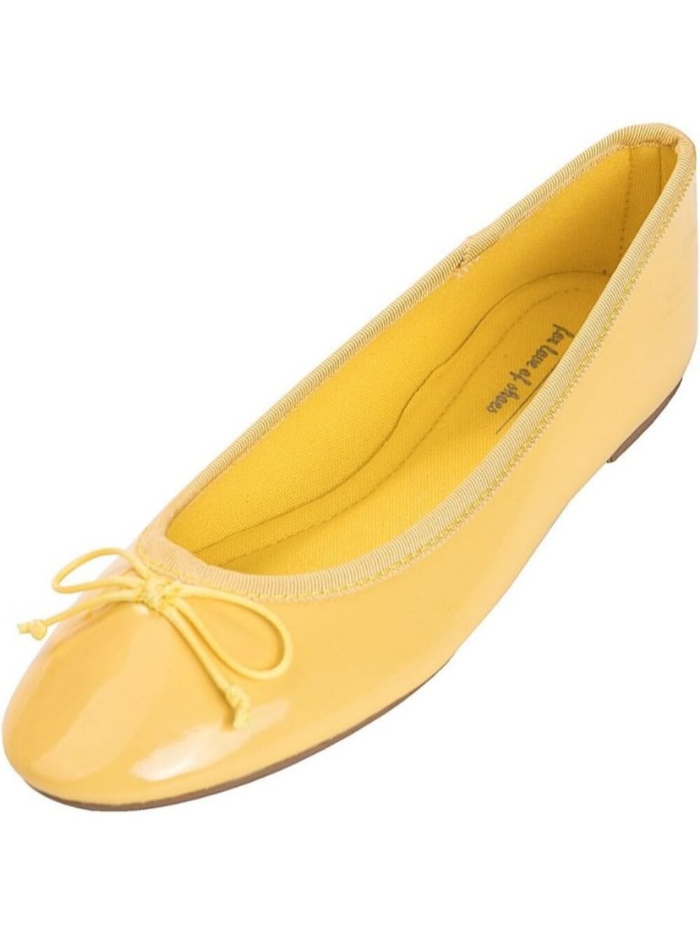 Women's Lemon Memory Foam Cushion Insock Pointed Toe Patent Ballet Flats